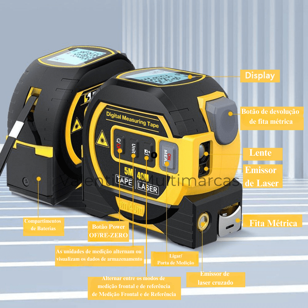 Fita a Laser e Nivelador Digital 3 em 1 - RR Ofertas